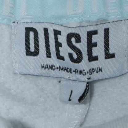 Diesel Men’s White Pullover Hoodie L Logo Fleece Sweatshirt