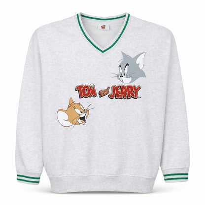 Primark Teens Grey Tom and Jerry V-Neck Pullover Sweatshirt XS