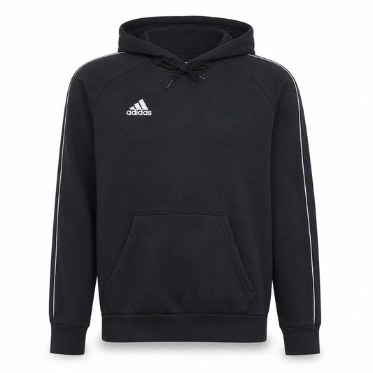 Front view of adidas Men's Black Small Pullover Hoodie Fleece Sweatshirt