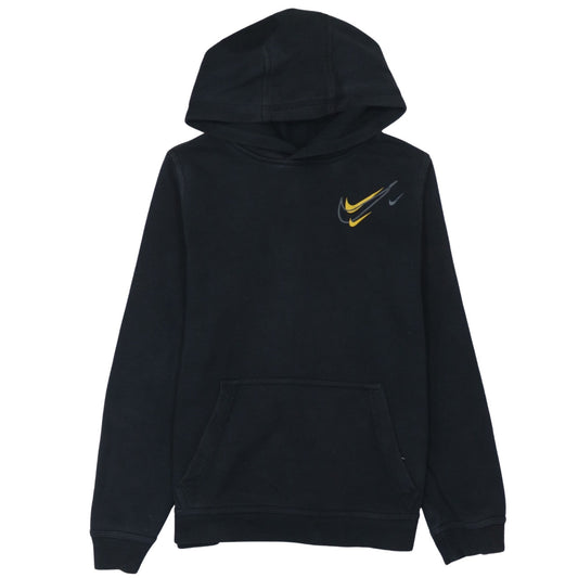 Nike Boys Black XL Pullover Hoodie with Yellow Logo Print