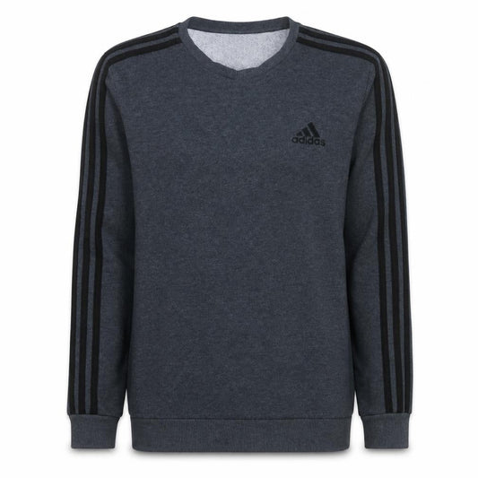 Front view of Adidas Men's Grey Crew Neck Pullover Sweatshirt, size S
