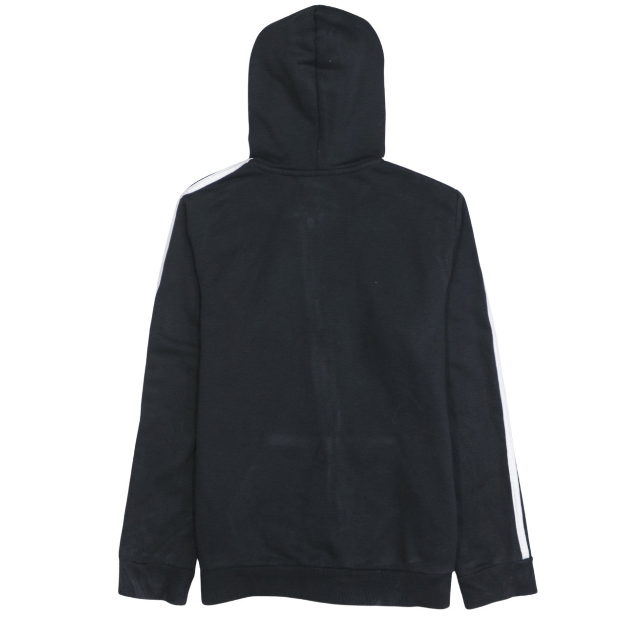Adidas Women's Black Full Zip Hoodie Size L 16-18 Three Stripe Hooded Sweatshirt