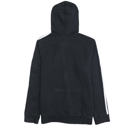 Adidas Women's Black Full Zip Hoodie Size L 16-18 Three Stripe Hooded Sweatshirt