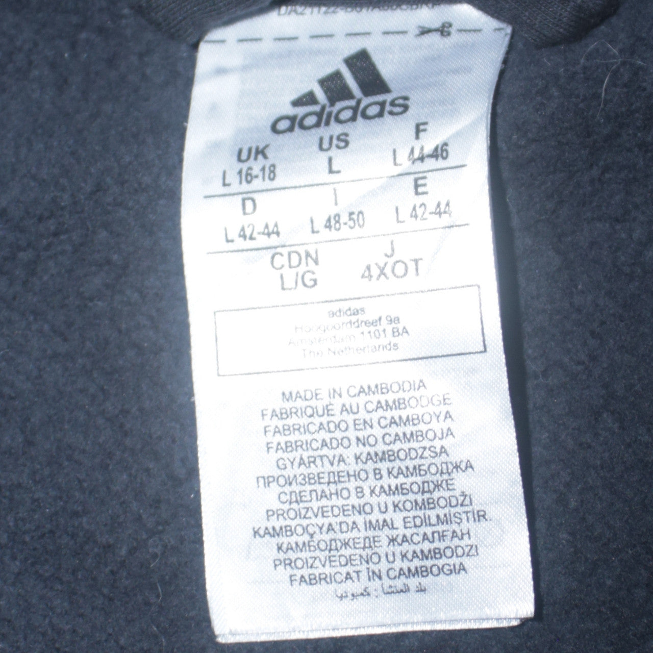 Adidas Women's Black Full Zip Hoodie Size L 16-18 Three Stripe Hooded Sweatshirt