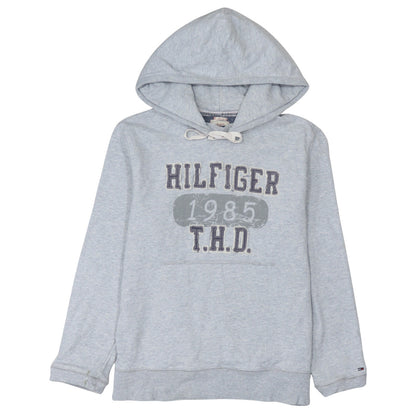 Hilfiger Denim Men's Grey Pullover Hoodie Medium 1985 Logo