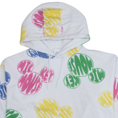 Disney Women White Multicoloured Mickey Mouse Hoodie 2XL Pullover