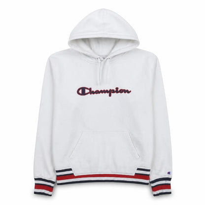 Champion Women White Hoodie Large Logo Pullover