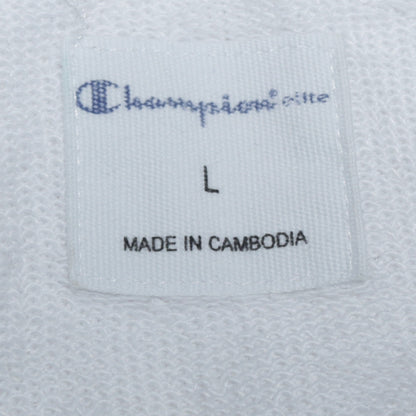 Champion Women White Hoodie Large Logo Pullover