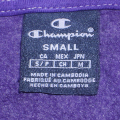 Champion Men's Purple Pullover Hoodie Small Logo Tape Long Sleeve