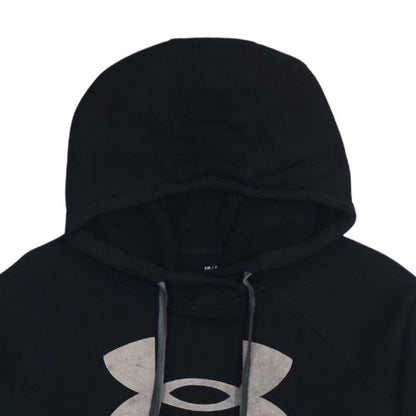 Under Armour Boys Black Pullover Hoodie Small Loose Fit Graphic Print