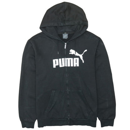 Puma Men's Black Full Zip Hoodie L Sports Logo Sweatshirt