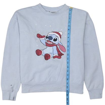 Primark Disney Women Blue XS Pullover Sweatshirt Stitch Christmas Design
