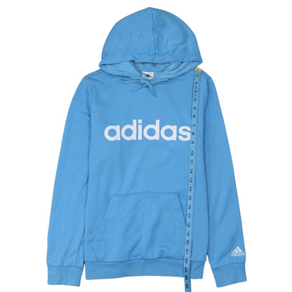 Adidas Women Blue Pullover Hoodie Logo Print Size 12-14