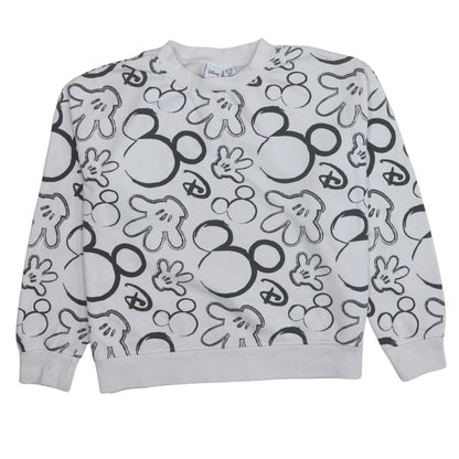 Disney Womens Grey Mickey Mouse Print Pullover Sweatshirt Size S