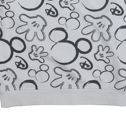 Disney Womens Grey Mickey Mouse Print Pullover Sweatshirt Size S