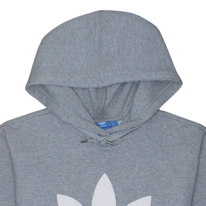 Adidas Womens Grey Trefoil Pullover Hoodie Size 10 Relaxed Fit