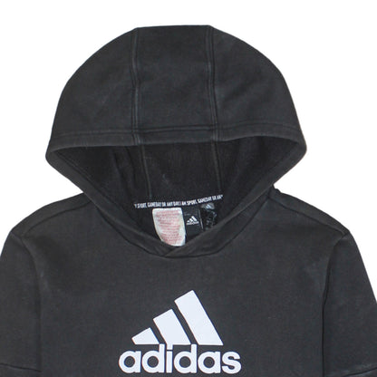 Adidas Boys Black Pullover Hoodie 13-14 Years Logo Fleece Sweatshirt