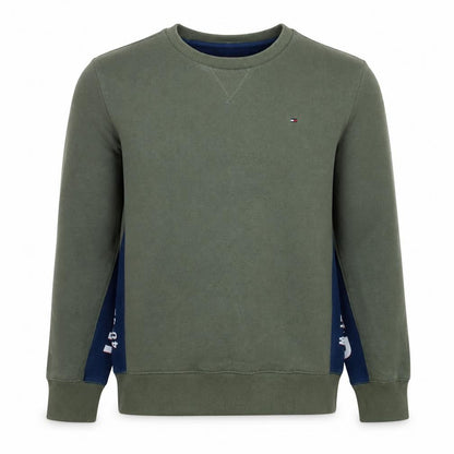 Tommy Hilfiger Boys Green & Navy Sweatshirt Size 152 Classic Crew Neck