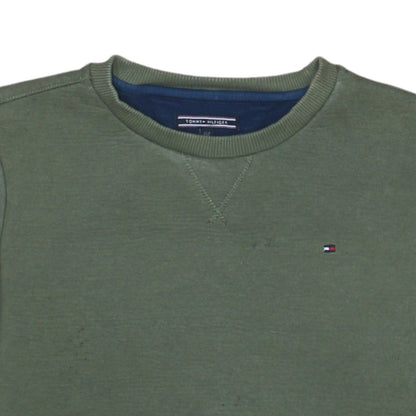 Tommy Hilfiger Boys Green & Navy Sweatshirt Size 152 Classic Crew Neck