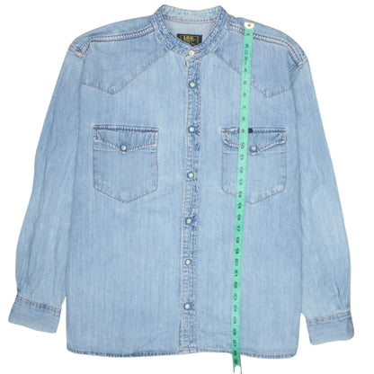 Lee Men's Blue Denim Western Button-Up Shirt Size L Regular Fit