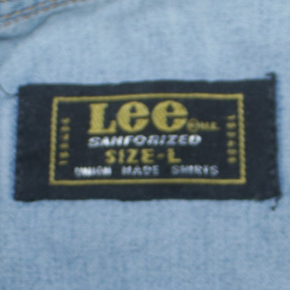Lee Men's Blue Denim Western Button-Up Shirt Size L Regular Fit