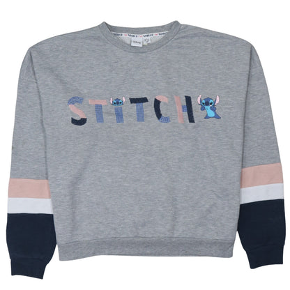 Disney Women Grey Stitch Sweatshirt Pullover Size M Lined Casual