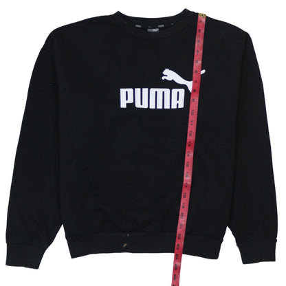 Puma Mens Black Logo Pullover Sweatshirt L Regular Fit Crew Neck