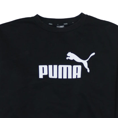 Puma Mens Black Logo Pullover Sweatshirt L Regular Fit Crew Neck