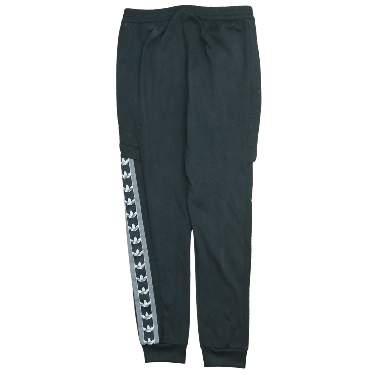 adidas Men Black Jogger Trousers M Logo Tapered Fleece Activewear