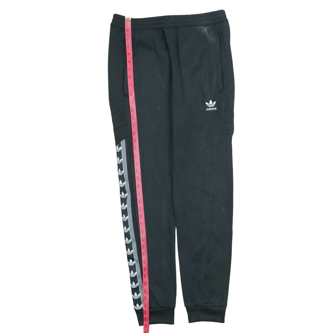 adidas Men Black Jogger Trousers M Logo Tapered Fleece Activewear