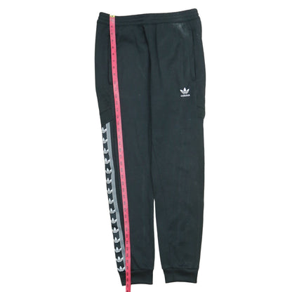 adidas Men Black Jogger Trousers M Logo Tapered Fleece Activewear