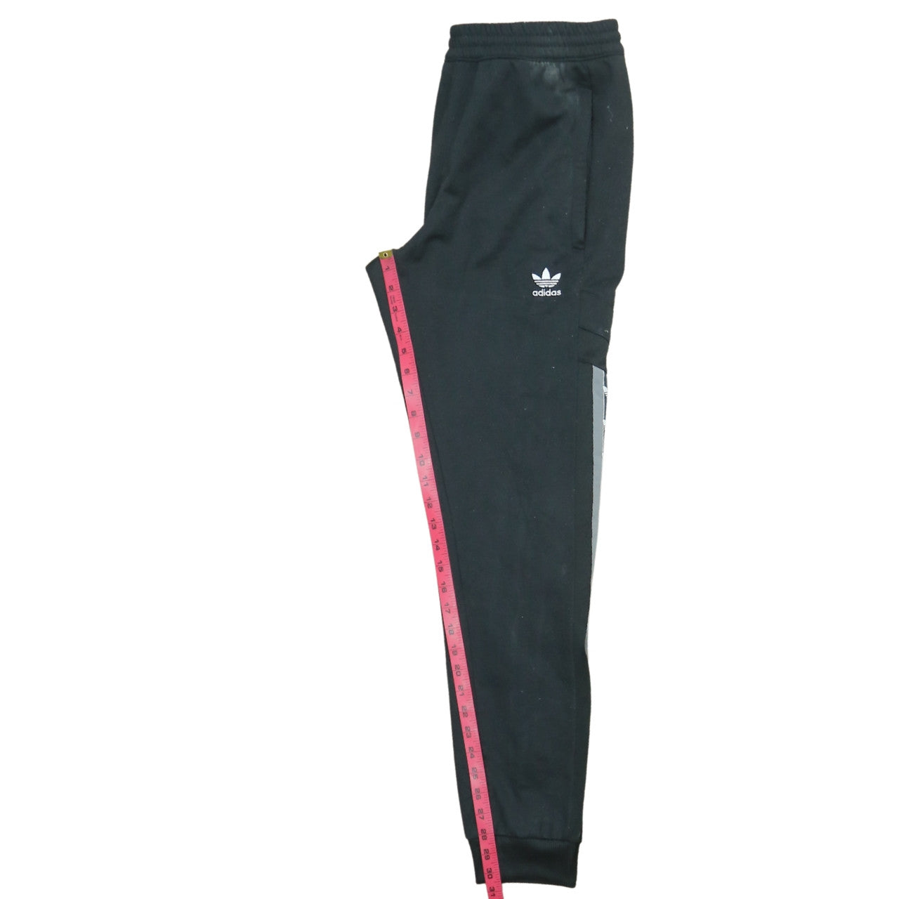 adidas Men Black Jogger Trousers M Logo Tapered Fleece Activewear