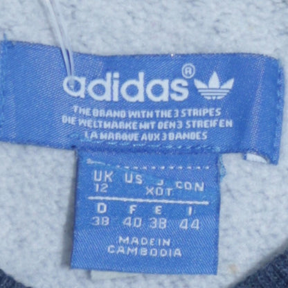 Adidas Womens Blue Sweatshirt Size 12 Crew Neck Long Sleeve Logo Print