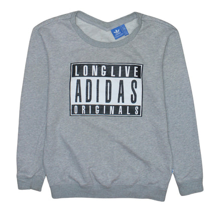 Adidas Originals Womens Grey Pullover Sweatshirt XS Long Sleeve Crew Neck