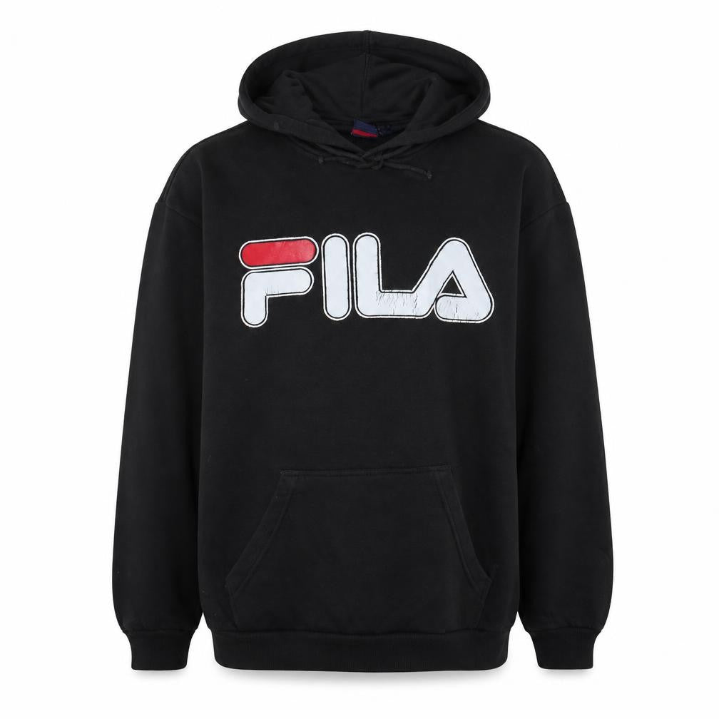 Fila Men's Black Pullover Hoodie Medium Logo Fleece Sweatshirt