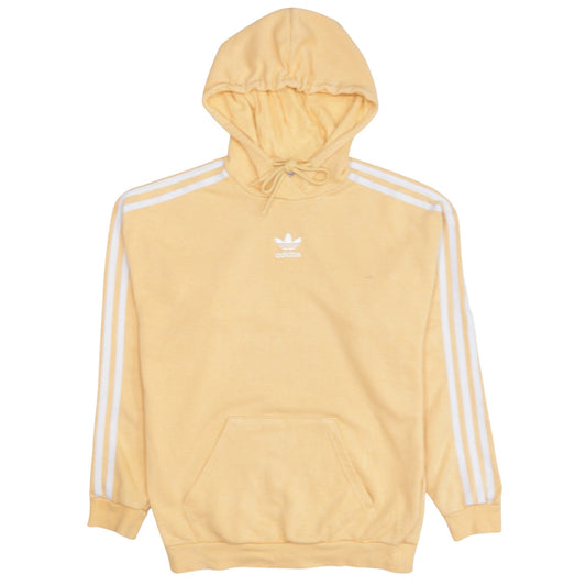 Adidas Womens Yellow Pullover Hoodie Size 4 UK with White Stripes