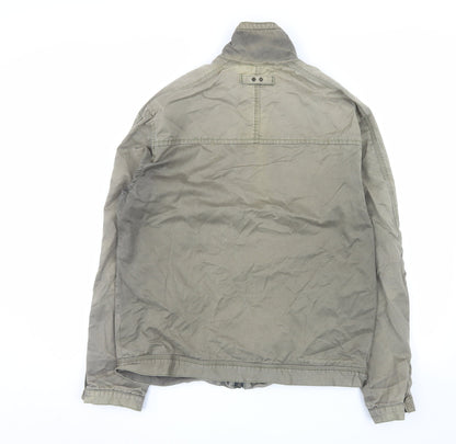 Next Men's Green Cotton Military Style Zip Jacket Size M