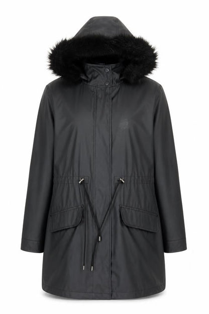 Matalan Women’s Black Faux Fur Hooded Parka Coat Size 10