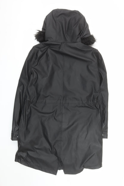Matalan Women’s Black Faux Fur Hooded Parka Coat Size 10