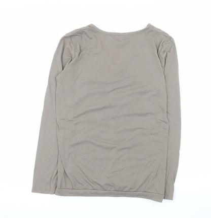 La Redoute Women Brown V-Neck Long Sleeve Basic T-Shirt Size 10