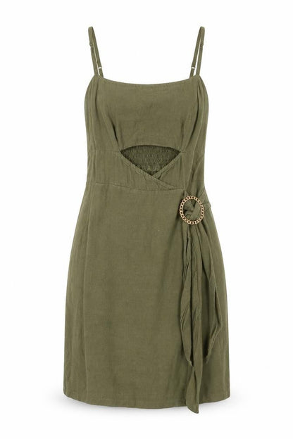 River Island Women Green Size 8 Strappy Slip Dress with Buckle