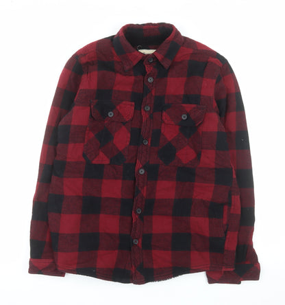 Boston Traders Men's Red Check Lined Flannel Jacket Size S