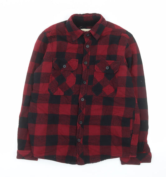 Boston Traders Men's Red Check Lined Flannel Jacket Size S