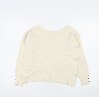 Everyday Women Ivory Ribbed Boat Neck Jumper Size 8-10