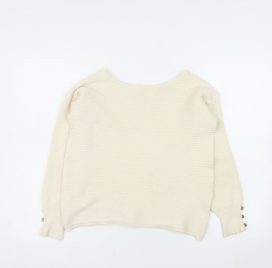 Everyday Women Ivory Ribbed Boat Neck Jumper Size 8-10