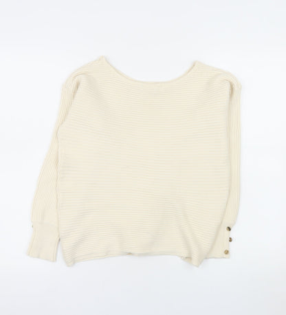 Everyday Women Ivory Ribbed Boat Neck Jumper Size 8-10