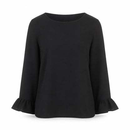 Dunnes Women's Black Long Sleeve Ruffle Blouse Size 8