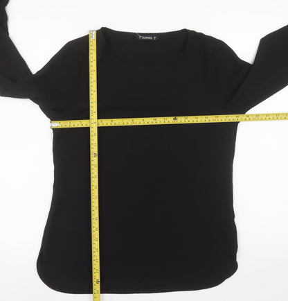 Dunnes Women's Black Long Sleeve Ruffle Blouse Size 8