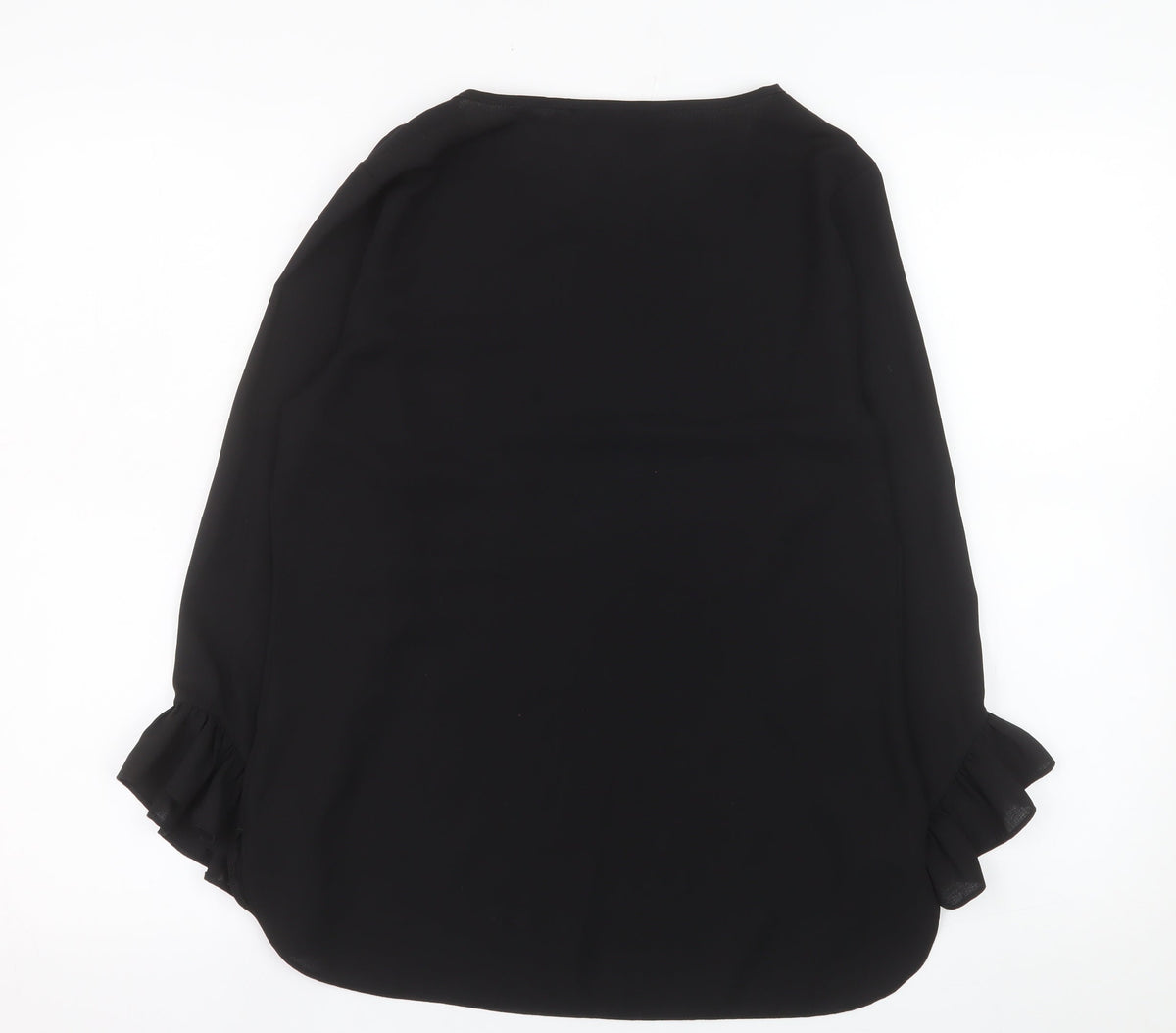 Dunnes Women's Black Long Sleeve Ruffle Blouse Size 8
