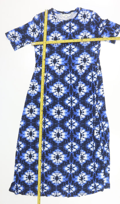 Marks and Spencer Women Blue Size 10 Tie Dye Midi T-Shirt Dress